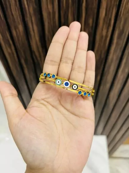 Three evil eye anti tarnish bracelet