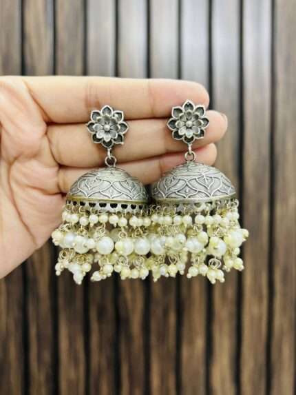 Flower brass jhumka