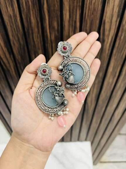 Saiya brass earrings Blue