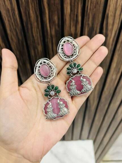 2 mor brass earrings pink