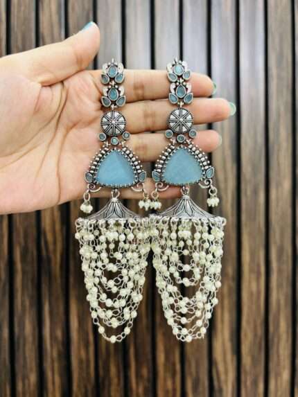 Rachna brass earrings Blue
