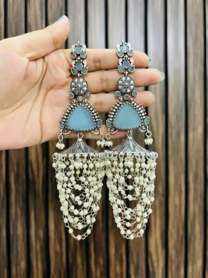 Rachna brass earrings Blue
