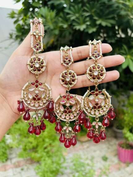 Earrings with mangtika Ruby