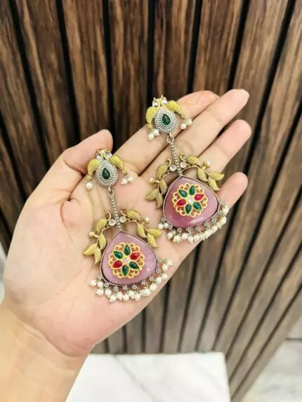 Bhavna brass earrings pink