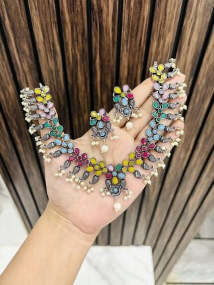 Multi paisley brass Necklace