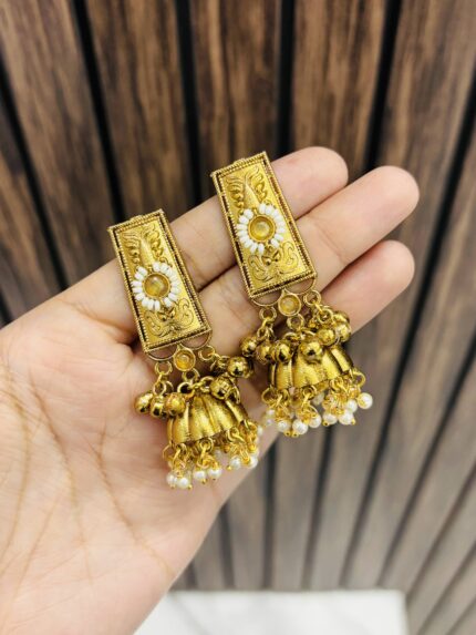 Cute golden jhumka yellow