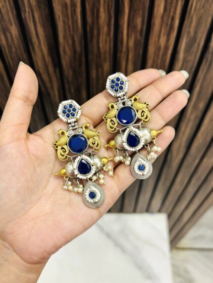 Mehak brass Earrings Blue