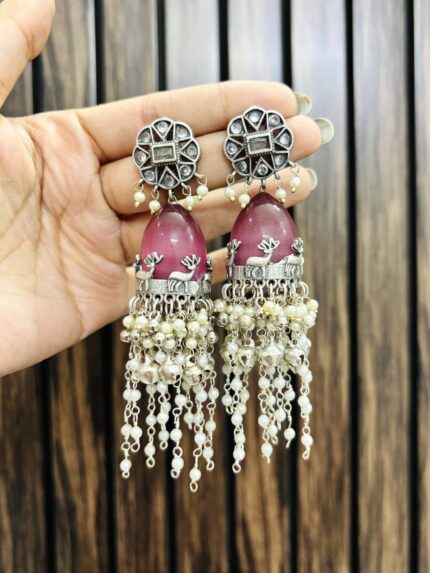 Ashu brass Earrings pink