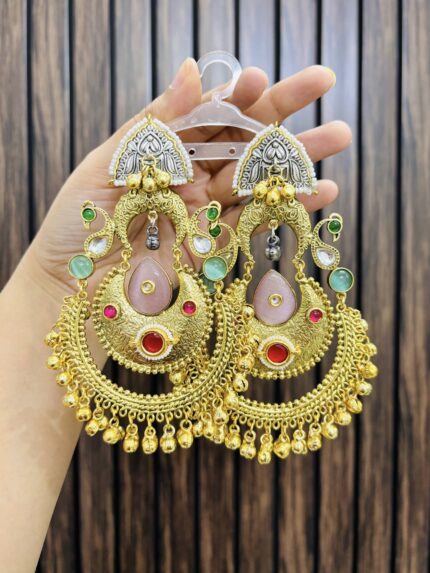 Golden brass Chandbali