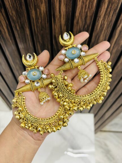 Salma golden brass chandbali