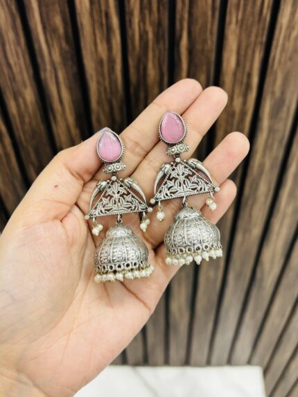 Sukh brass jhumka Pink
