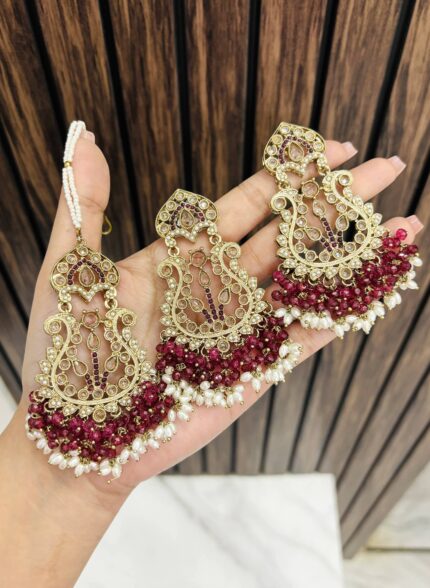Rakshi Earrings with mangtika Ruby
