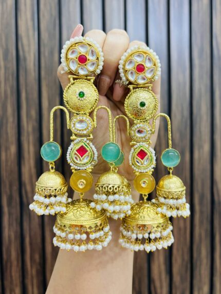 Sulakshna golden brass earrings Yellow