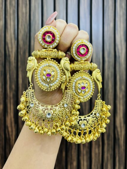 Kanchan golden chandbali Ruby