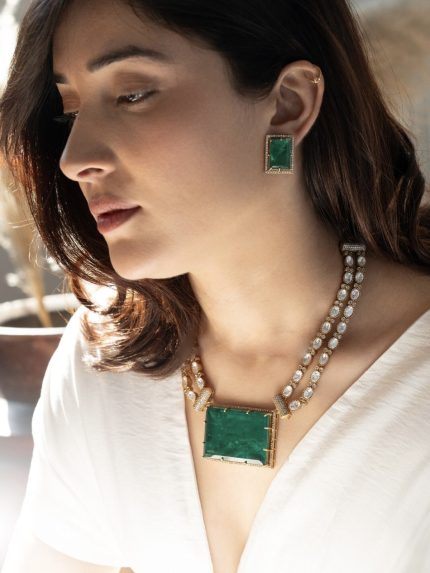 Big square stone Necklace Green