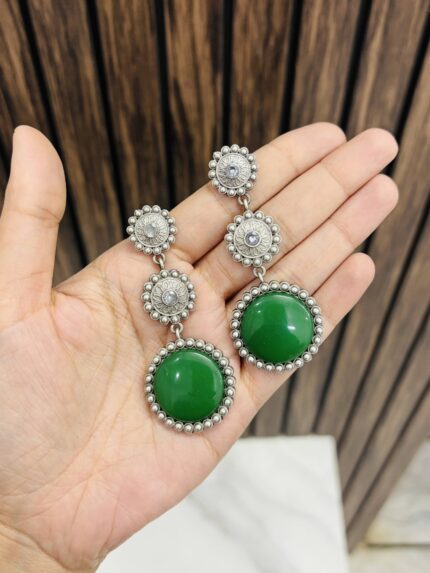 Naina brass earrings Green