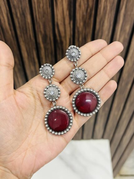 Naina brass earrings Ruby