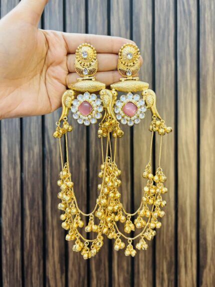 Kashmir ke kali Brass Earrings Pink