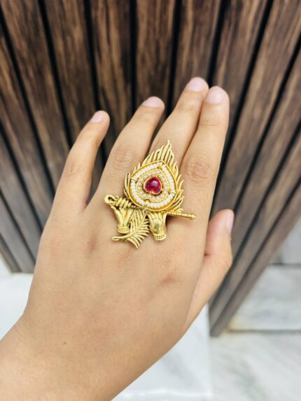 Krishna golden Ring Ruby
