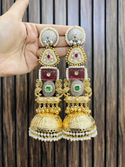 Darpan brass earrings Ruby