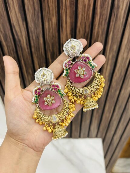 Karishma brass earrings pink