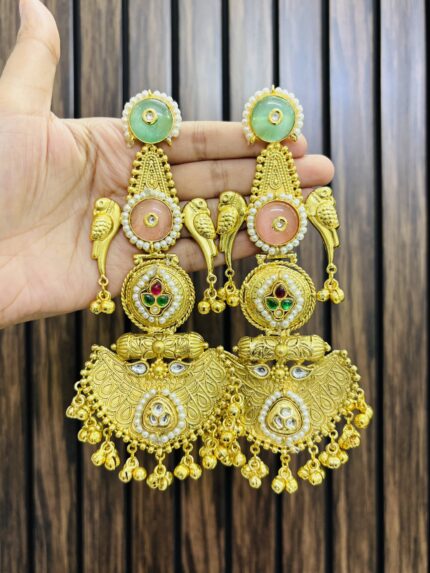 Kashi brass earrings mint-pink