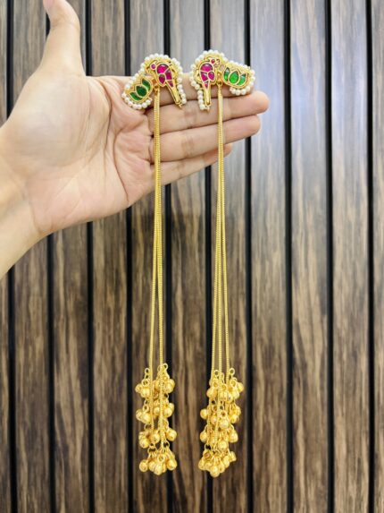 Bird with ghungroo kashmiri brass earrings
