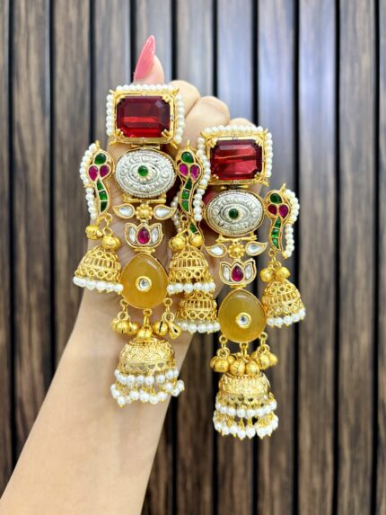 Sharmila brass earrings ruby