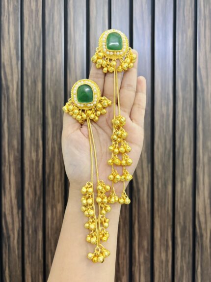 Saru brass kashmiri earrings Green