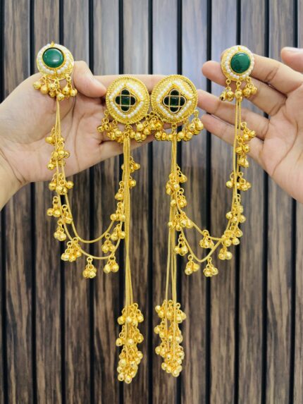 kalpna brass kashmiri earrings Green