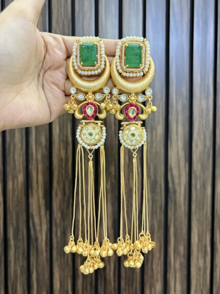 Shalu kashmiri brass earrings Green