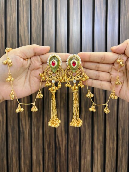 Suhani kashmiri brass earrings green