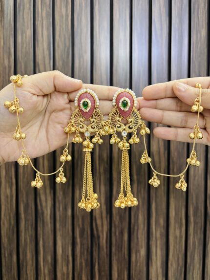 Suhani kashmiri brass earrings Pink