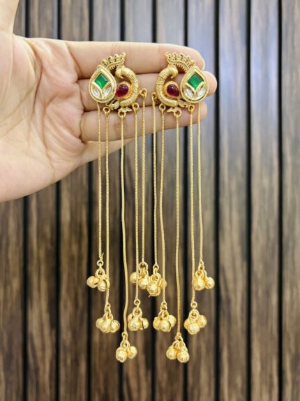 latkan brass earrings green