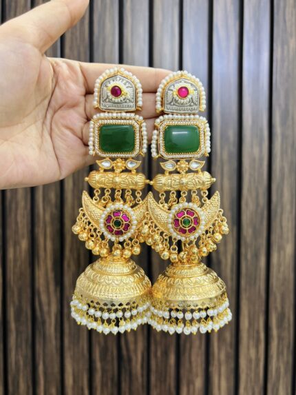 Pranavi brass earrings Green