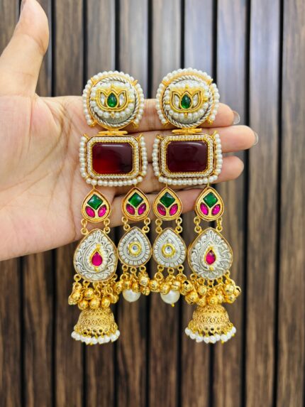 Two jhumki brass earrings Ruby