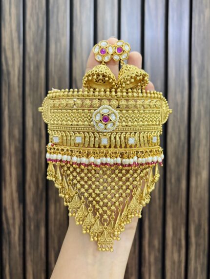 Nisha gold a like necklace Ruby