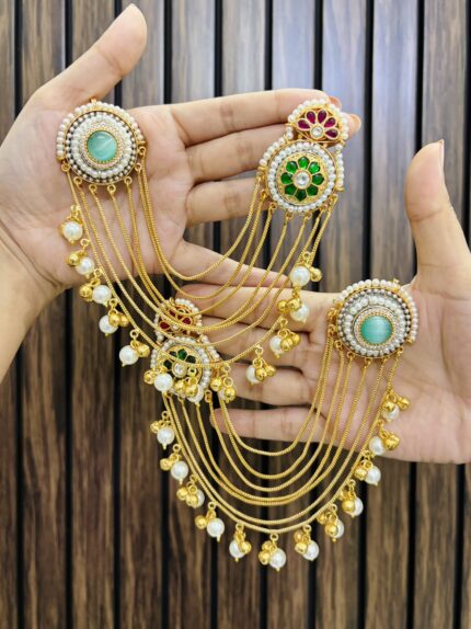 Siya kashmiri brass earrings Mint