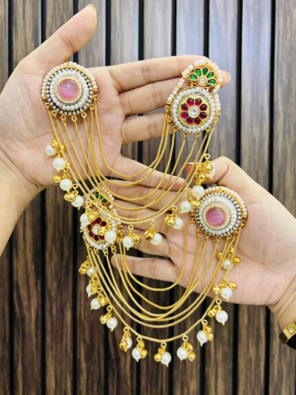 Siya kashmiri brass earrings Pink