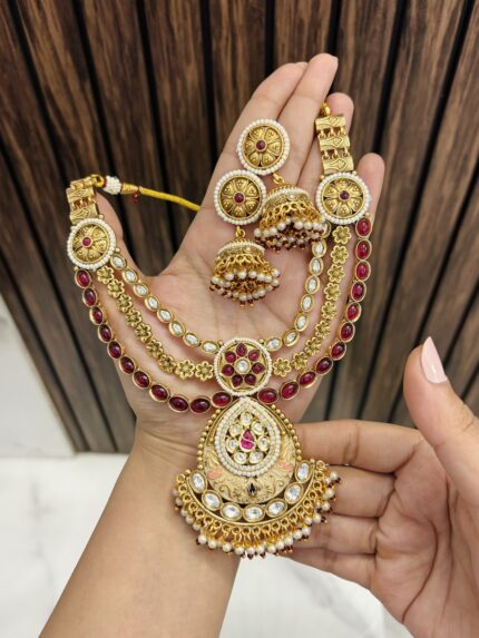 Sanvi gold a like necklace Ruby
